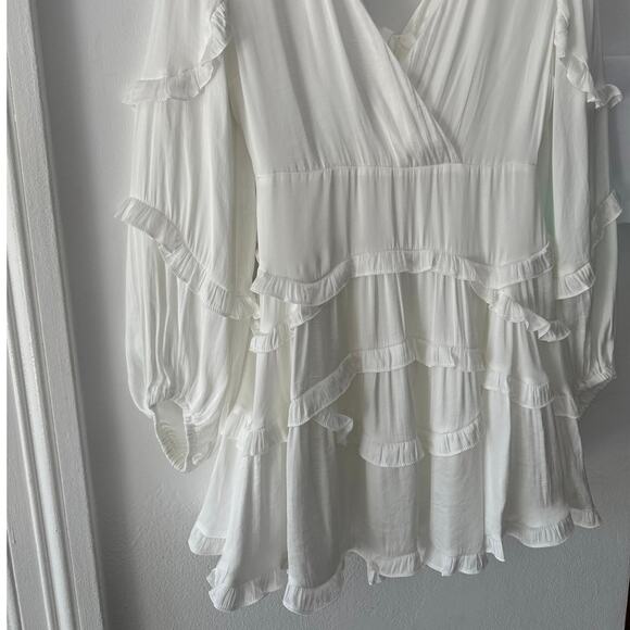 DB studio charmeuse ruffle mini dress back tie Perfect for a bride to be szL - Picture 11 of 16